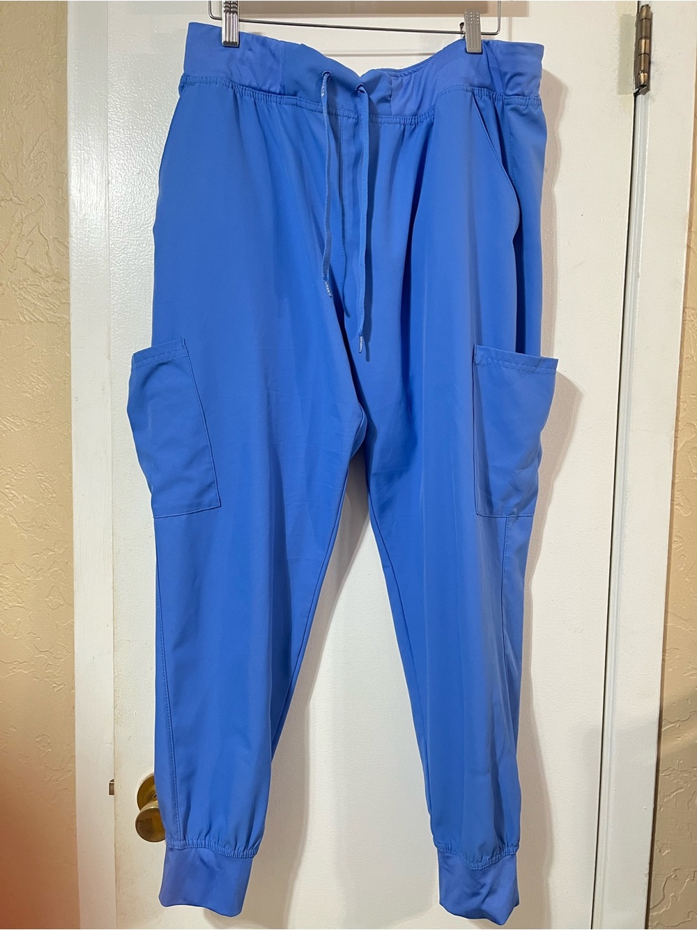 Med Coutour Women's XL Blue Drawstring Medical Scrub Cuffed Ankle Pants